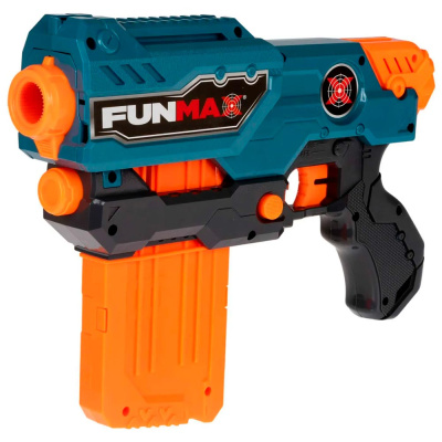 Бластер FunMax M23 механический с обоймой 12 снарядов 1TOY Т24239 1